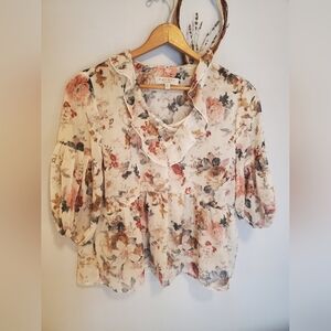 Hayden Floral Ruffle Blouse